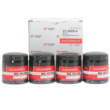 Imagem de BAIZHIHUA 35-8M0123025 Pacote com 4 filtros de óleo de substituição 8M0123025 compatível com Mercury Mercruiser Quicksilver Mariner 175HP 200HP 225HP 250HP 275HP 300HP 450HP V6 V8 (LF-3025) Motor de