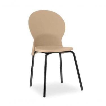 Imagem de Cadeira Fixa Base Preta Luna F02 Bege - Lyam Decor