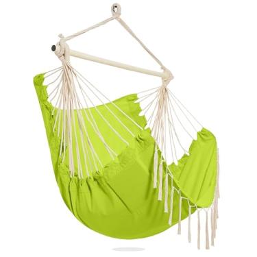 Imagem de PNAEUT Cadeira de rede com borla para pendurar no exterior, para quarto, exterior, pátio (mola com borlas)