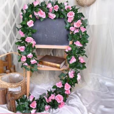 Imagem de Flores artificiais - flor de seda com hastes rosa rosa arranjos florais falsos para casa de banho escritório mesa central prateleira decoração de casamento