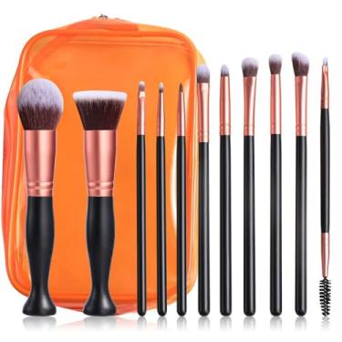 Imagem de Conjunto de pincéis de maquiagem profissional de 11 peças | Cerdas macias para pó, blush, base, sombra, corretivo e sobrancelhas | Viagem - amigável com bolsa de armazenamento 17