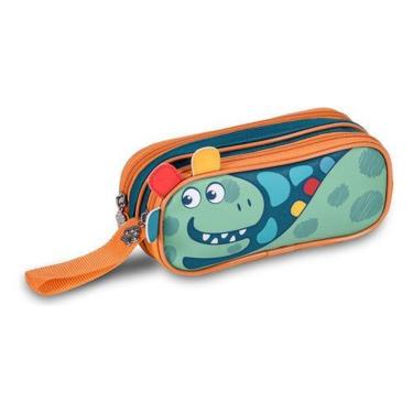Imagem de Estojo Dinossauro Verde T Rex Escolar Infantil Menino Pets