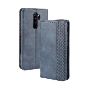 Imagem de Capa para Xiaomi Redmi Note 8 Pro,Retro Flip magnético,Caso de telefone de couro PU,Design de carteira com 3 slots de cartão e 1 clipe de dinheiro -Blue