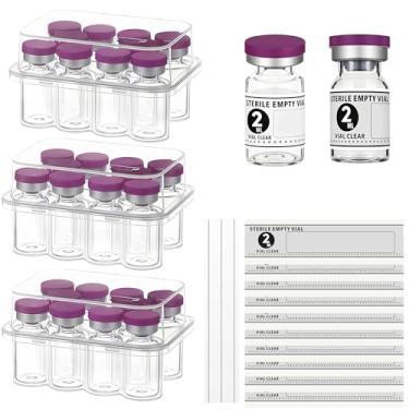 Imagem de RandJ 30 frascos de vidro vazios de 2 ml com tampas e etiquetas seladas, frascos multiuso para óleos essenciais, perfumes, fabricação de especiarias, armazenamento de artesanato (roxo, 2 ml)