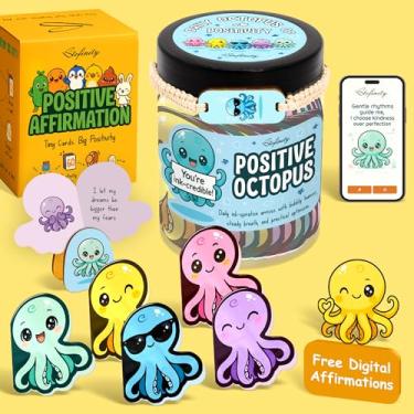 Imagem de Stofinity Presentes de polvo de apoio emocional para mulheres - 60 cartões inspiradores com citações, presente de Natal para colegas de trabalho, presentes de aniversário divertidos para amigas