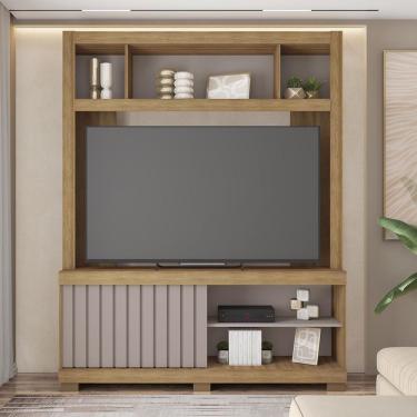 Imagem de Estante Tv 60 Pol 160cm Sala De Estar Ravik C01 - D'rossi Cor Bege Amarelado/cinza