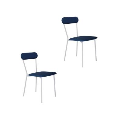 Imagem de Cadeira Vintage Emília Fixa C-4 Pes 450 X 505 X 810 Mm C-2 Un. Pés Brancos. Cy.azul Jeans Azul Jeans City