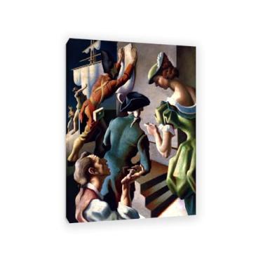 Imagem de Zeichn8u Thomas Hart Benton Impressões em tela pinturas famosas arte de parede Thomas Hart Benton pôster decoração de casa para quarto sala de estar escritório 100 x 70 cm (33 x 28 pol) moldura