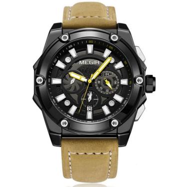 Imagem de Relógio Masculino Casual Esportivo De Quartzo Com Cronógrafo Impermeavel Bege