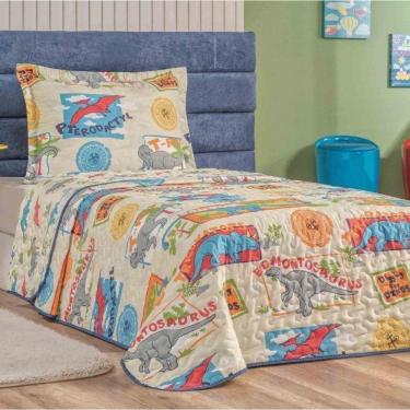 Imagem de Colcha Cobre Leito Bouti Dupla Face Solteiro Infantil Kids 2 Peças - Dino