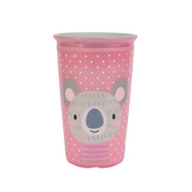 Imagem de Copo Infantil Antivazamento Rosa Coala com Alça Clingo 360
