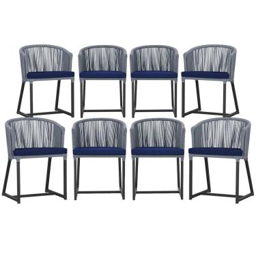 Imagem de 8 Cadeiras De Jantar área Noronha Preta E10 Trama Original Prata