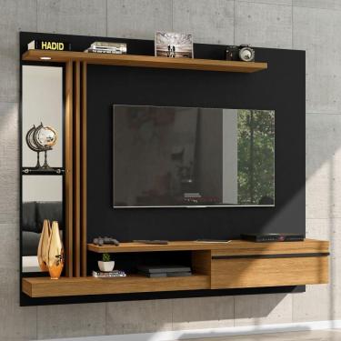 Imagem de Painel Para Tv Com Led E Espelho Heroe Preto Cinamomo