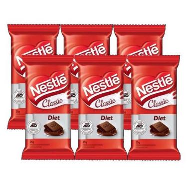Imagem de kit 6 Barra de Chocolate Diet Nestlé Classic 25g