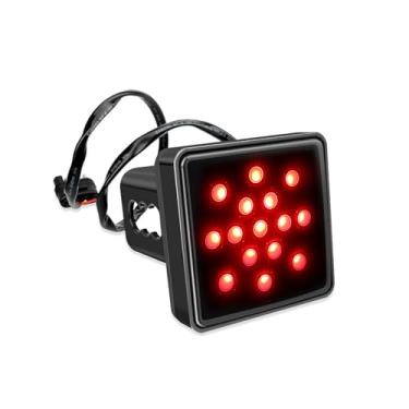 Imagem de Dogary 1 farol de engate de reboque, com receptor de 5 cm, 15 lanternas traseiras quadradas ultra brilhantes de LED, Plug and Play, luzes de freio e lanternas traseiras para trailer SUV RV (preto)