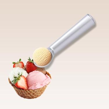 Imagem de Colher de sorvete de metal fosco - Colher de sobremesa de liga de alumínio fosco, ferramentas de gelato texturizadas, colher de sorvete moderna