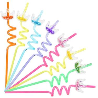Imagem de 30 canudos de coroa com glitter, lembrancinhas de festa de princesa, canudos de coroa com glitter, canudos reutilizáveis para decoração de festa de aniversário com tema de princesa com 2 escovas de