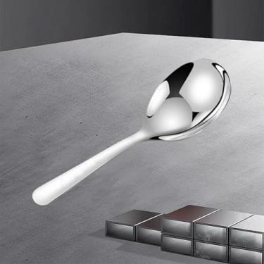 Imagem de Colher de cabeça redonda de aço inoxidável 316 - colher de sopa de cabo curto, concha de arroz pequena, estilo ocidental, utensílio de alimentação compacto, colher de chá polida espelhada