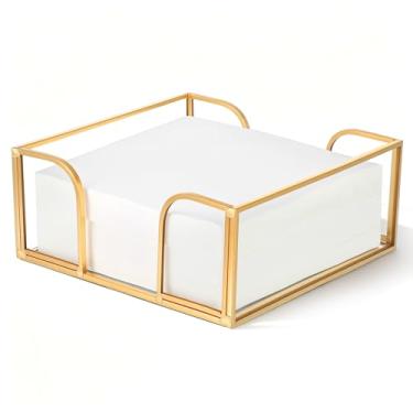 Imagem de Porta-guardanapos dourado para mesa, elegante dispensador de guardanapos de coquetel de vidro e ferro com fundo espelhado para balcão de cozinha, mesa de jantar, decoração de bar de festa - comporta