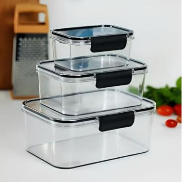 Imagem de Kit 3 Organizadores Herméticos Clear com Trava  500ml 1,2L 2,1L - PLAS