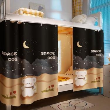Imagem de Cortinas para cama de beliche com fundo de dormitório, cortinas de privacidade, 350 g, à prova de poeira, respirável, para cama de solteiro, painéis de privacidade, cortina de barraca de dossel para