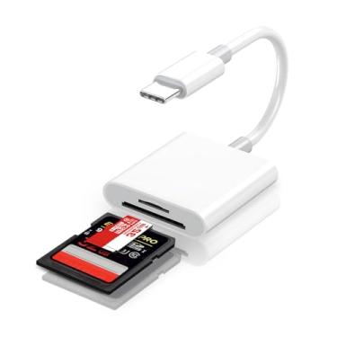 Imagem de Leitor de cartão USB C SD/TF, dois compartimentos para cartões, leitor de cartão micro SD (cartão de memória SD e TF), adaptador de cartão de memória tipo C. Leitor de cartão de memória Trail Camera