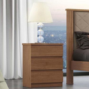 Imagem de Mesa de Cabeceira com 3 Gavetas - Bari Plus-Cumaru - Móveis Novo Horizonte