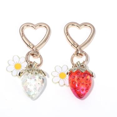 Imagem de Porta-chaves femininos com pingente de morango, acessórios de bolsa rosa, presentes modernos