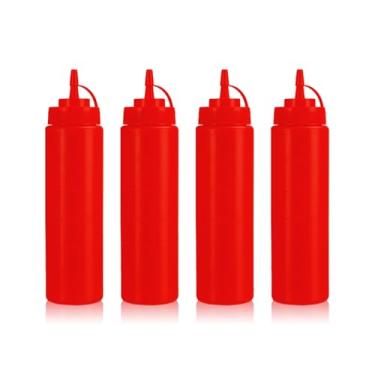 Imagem de WELKOR Garrafas de apertar para molhos, dispensador de condimentos à prova de vazamento, conjunto de garrafas de espremer de restaurante sem BPA com boca larga para ketchup, mostarda, xarope e molhos