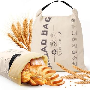 Imagem de Tiagowell 2 pacotes de sacos de pão de cera de abelha para fermento, sacos de pão reutilizáveis para fermento caseiro, saco de cera de abelhas de algodão de grau alimentício, grande capacidade