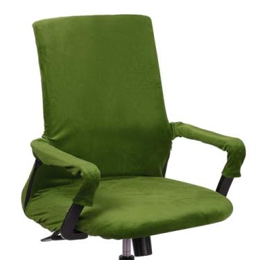 Imagem de PATIKIL Capa para cadeira de escritório, capa para cadeira de mesa de 114 cm, capa extensível universal para assento de computador com capa de apoio de braço, zíper para cadeiras de escritório