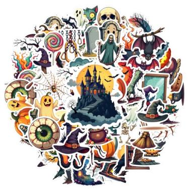 Imagem de 70 peças de adesivos de esqueleto fantasma de Halloween bruxa abóbora adesivos assustadores para telefone faça você mesmo, guitarra, notebook, mala, copo, guitarra, faça você mesmo, bicicleta, skate