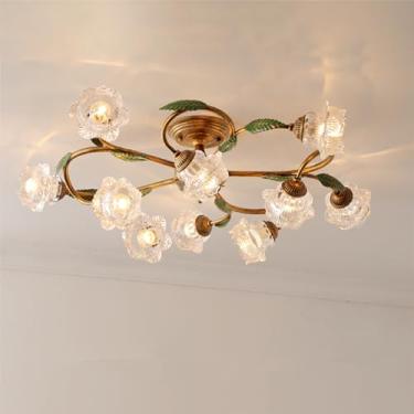 Imagem de Luminária de teto American Flower, estilo pastoral francês, criativa, para sala de estar, sala de jantar, quarto, casa de campo, loja de roupas, luminária pendente de LED para decoração de c