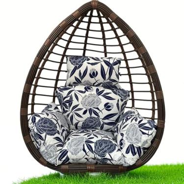 Imagem de Almofada para cadeira de ovo de espuma viscoelástica de 10 cm de espessura – Almofada de balanço lavável na máquina, resistente a UV, impermeável, para pendurar no jardim e na piscina (capa removível