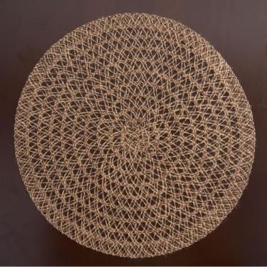 Imagem de Jogo americano redondo de tecido, conjunto de 4 tapetes de mesa trançados boêmios, casa de fazenda, rústico, de juta rústica, resistentes ao calor, para mesa de jantar, festa de casamento, cozinha