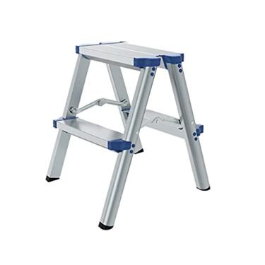 Imagem de Escadas dobráveis dupla face escada dobrável escada escada 2-6 degraus escada de metal engrossado alumínio com pedal largo para interior exterior escada resistente (cor: escada de 5 degraus) (2