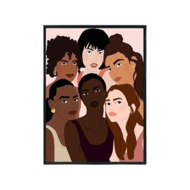 Imagem de Quadro Somos Todas Lindas 24X18 Com Vidro - Madeira Branca - Quadros O