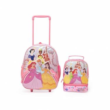 Imagem de Kit Mochila Lancheira Princesas Feminina Rodinha Disney