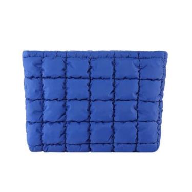 Imagem de DSDFIDn Bolsa de maquiagem pequena inchada para mulheres, bolsa de cosméticos, bolsa organizadora de higiene pessoal, azul (gz-blue)