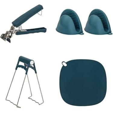 Imagem de Pegador de placa quente, clipes antiescaldantes, conjunto de pinças de tigela de cozinha com almofadas de silicone, pinças de frigideira, pinças de suporte para micro-ondas, fritadeira a ar, forno