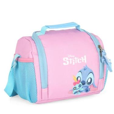 Imagem de Lancheira Térmica Stitch Baby Escola Luxcel Transversal Rosa
