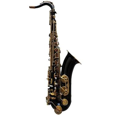 Imagem de Saxofone tenor profissional banhado a ouro níquel B instrumento de gravação com padrão fino banhado a ouro