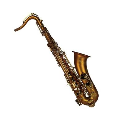 Imagem de Saxofone tenor com gravação manual de estrutura clássica dourada profissional com bocal