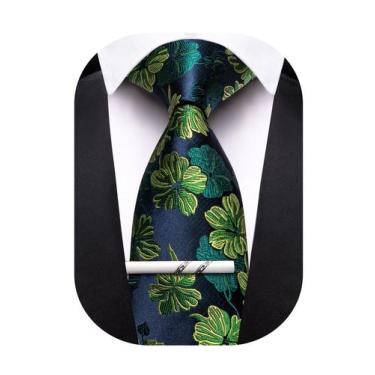 Imagem de Corbata Barry.Wang Floral Azul Marino y Verde 150cm x 8.5cm