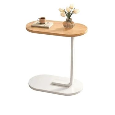 Imagem de Mesa de Centro Oval Industrial Design Robusto e Estiloso para seu Cantinho do Sofá 45 * 28 * 60cm(Branco)