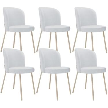 Imagem de Kit 06 Cadeiras para Sala de Jantar Cozinha Estofada Gavi Arena L02 Linho Cinza - Lyam Decor