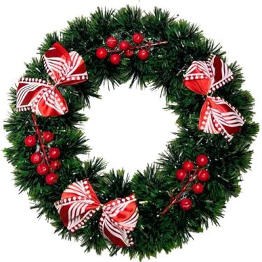 Imagem de Guirlanda Porta de Natal Enfeite Decoração Natalina de Luxo Vermelho ou Dourado 30cm (Dourado Mod.2)