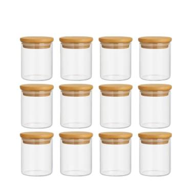 Imagem de Conjunto De Frascos De Vidro Para Condimentos Com Tampas HerméTicas De Bambu, EmpilháVeis Para Armazenamento De Temperos Alimentares — Frascos HerméTicos De Bambu(12)