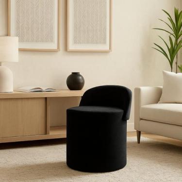 Imagem de Puff Banco Orgânico Encosto Redondo Sala Estar Quarto Suede Cor:Bege -