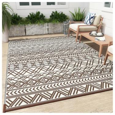 Imagem de SPXMQSS Tapetes de jardim ao ar livre, reversível, portátil, antiderrapante, dobrável, tapete de plástico para acampamento, deck, praia, piquenique, quintal 150 x 240 cm B